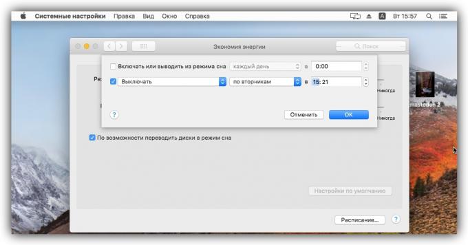 Cara mengatur shutdown komputer MacOS waktu menggunakan menu "Menghemat energi"