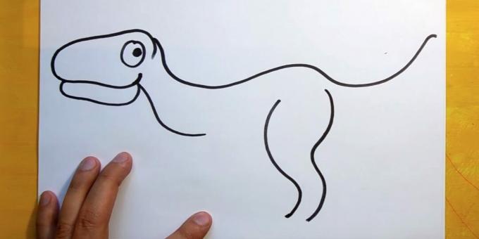 Cara menggambar dinosaurus: menggambar garis bentuk kaki