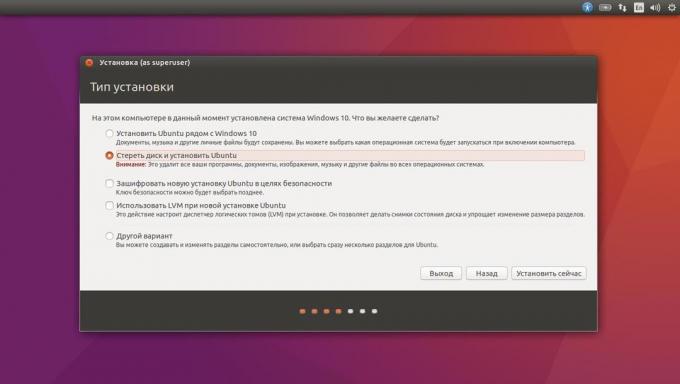 Instalasi Ubuntu bukannya sistem saat ini dalam mode otomatis,