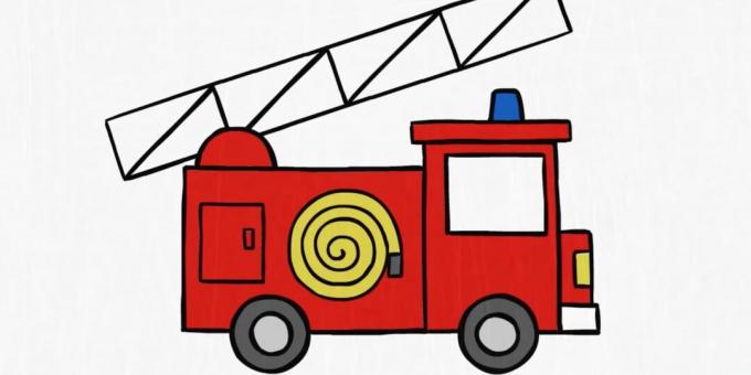 Cara menggambar truk pemadam kebakaran