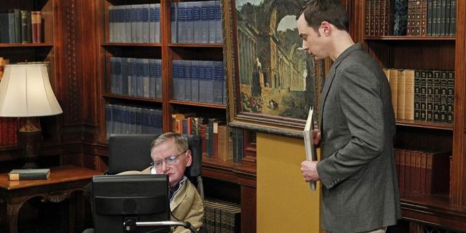 Stephen Hawking, penulis buku "A Brief History of Time", di set dari seri "The Big Bang Theory" 