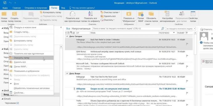 Microsoft Outlook: folder Cleanup
