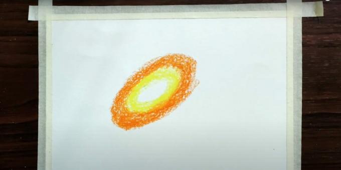 Cara menggambar ruang dengan warna pastel: mulailah dengan oval di tengah