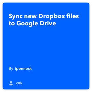 IFTTT Resep: Sync Dropbox dengan Google Drive menghubungkan dropbox ke google-drive